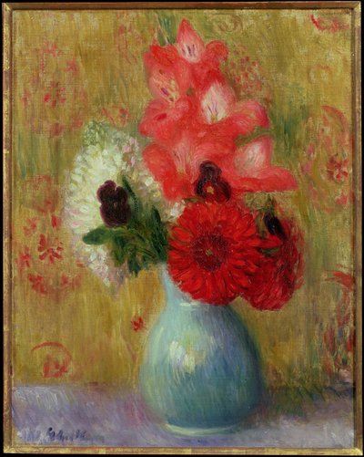 Arrangement floral dans un vase vert - William James Glackens